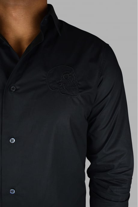 Philipp Plein Camisa Gold Cut LS Skull Negro - Image 3