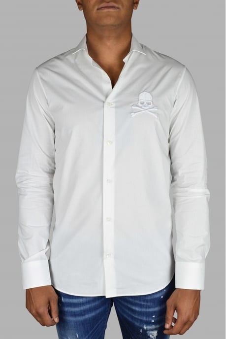 Philipp Plein Camisa Diamond Cut LS Skull Blanco - Image 2
