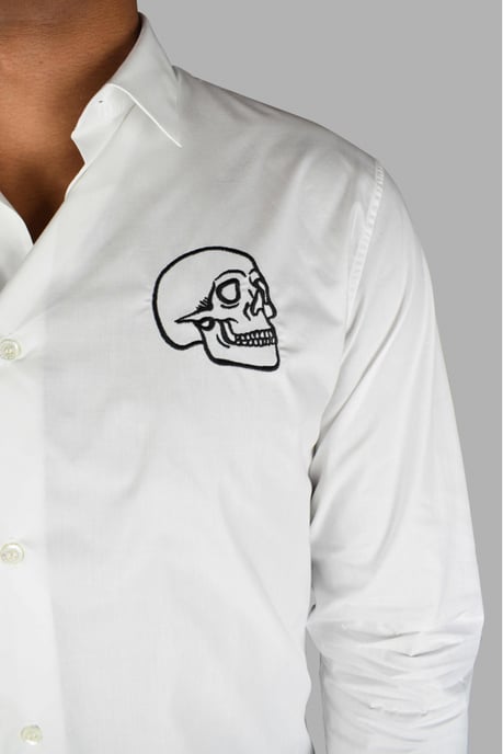 Philipp Plein Camisa Gold Cut LS Skull Blanco - Image 3