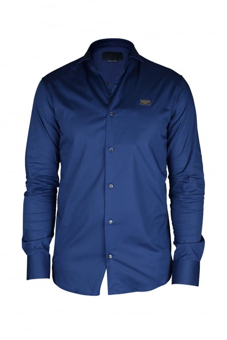 Philipp Plein Camisa Diamond Cut LS Iconic Azul - Image 1