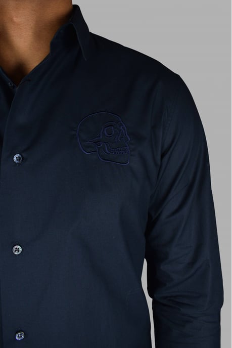 Philipp Plein Camisa Gold Cut LS Skull Azul - Image 3