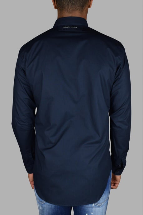 Philipp Plein Camisa Gold Cut LS Skull Azul - Image 4