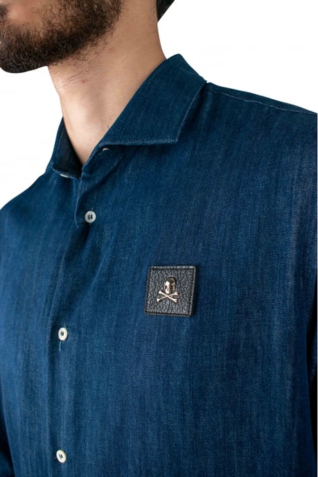Philipp Plein Camisa Diamond Cut LS Skull Azul - Image 2