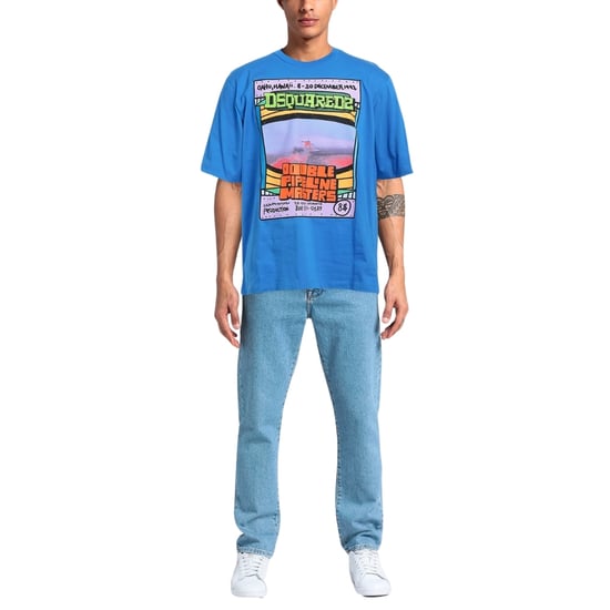 Dsquared2 Double Pipeline Masters Design Skater Fit camiseta azul - Image 3