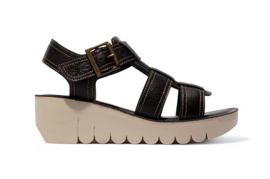 Sandalias de plataforma con cuña y alpargatas Fly London YUDD236FLY de piel mousse negra para mujer - Image 1