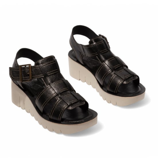 Sandalias de plataforma con cuña y alpargatas Fly London YUDD236FLY de piel mousse negra para mujer - Image 2