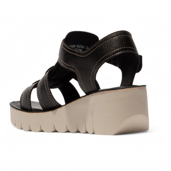 Sandalias de plataforma con cuña y alpargatas Fly London YUDD236FLY de piel mousse negra para mujer - Image 3