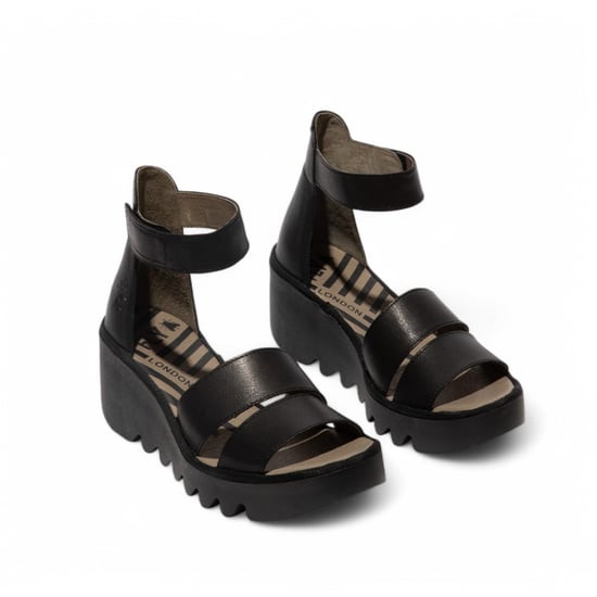 Sandalias de cuña tipo alpargatas Fly London BONO290FLY de piel mousse negra para mujer - Image 2