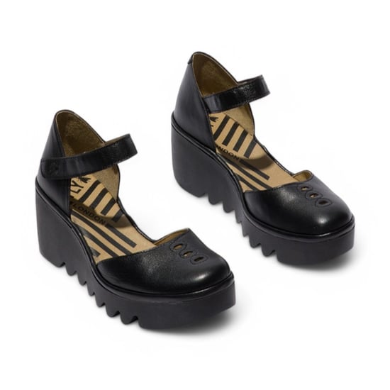 Sandalias de cuña con tiras y tacón de alpargatas Fly London BISO305FLY para mujer, color negro - Image 2