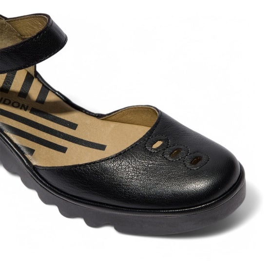 Sandalias de cuña con tiras y tacón de alpargatas Fly London BISO305FLY para mujer, color negro - Image 4