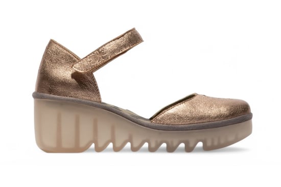 Sandalias de cuña Fly London Sahara Gold BISO305FLY para mujer con tacón de aguja y plataforma - Image 1