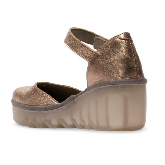 Sandalias de cuña Fly London Sahara Gold BISO305FLY para mujer con tacón de aguja y plataforma - Image 3