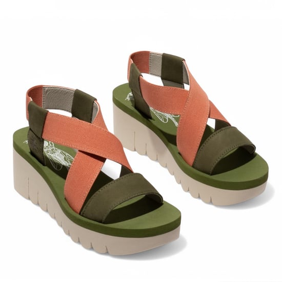 Sandalias de plataforma con cuña y tacón de cuña Cupido de piel verde y oro rosa YABI922FLY para mujer de Fly London - Image 2