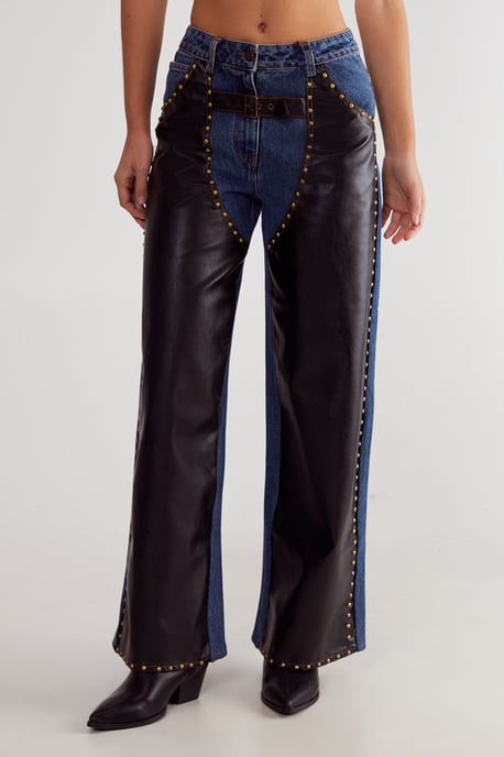 Denim Pu Mix Chaps - Image 1