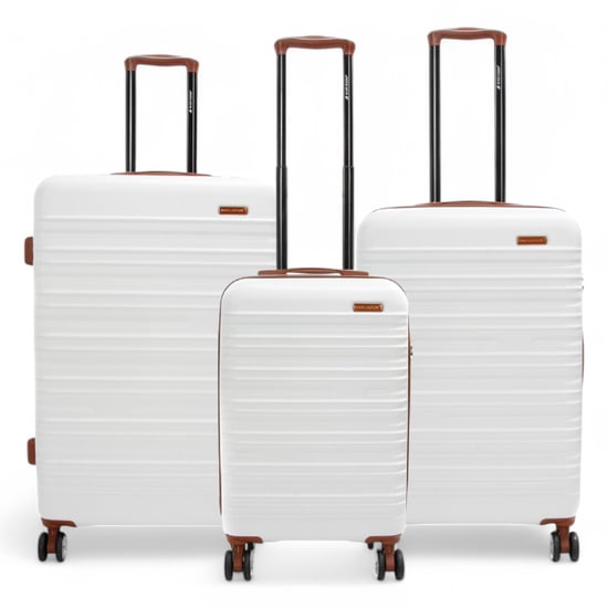 Maleta rígida expandible de ABS de 8 ruedas en color blanco crema, robusta, juego de equipaje de viaje - Image 1
