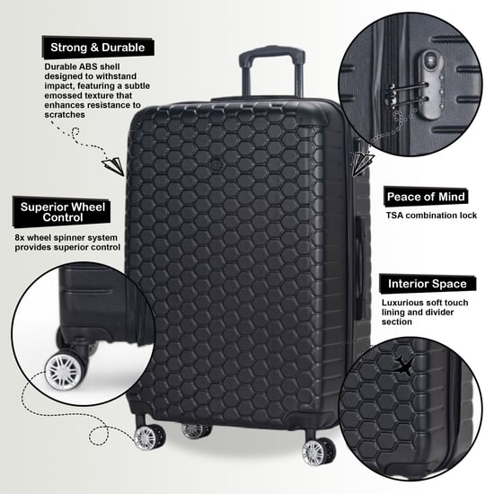Maleta rígida expandible de ABS con 8 ruedas, color negro, para viaje, vacaciones - Image 3