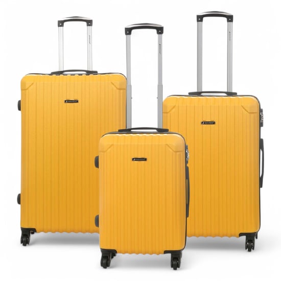 Maleta de cabina rígida de ABS amarilla con 8 ruedas para viaje - Image 1