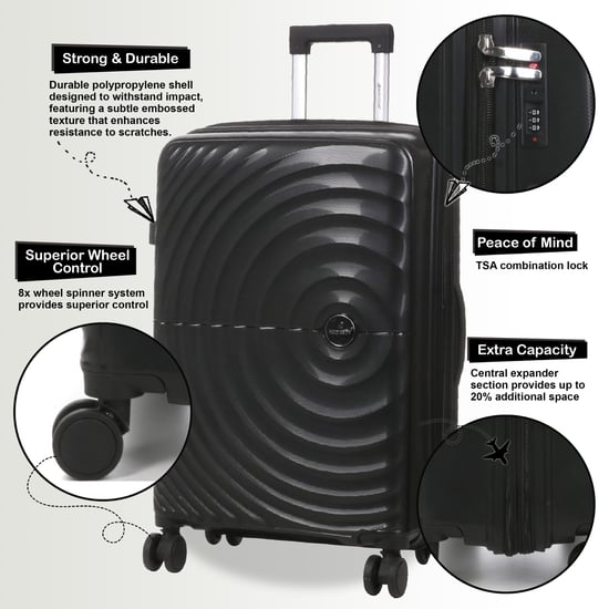 Maleta de cabina rígida expandible negra con 8 ruedas - Image 3
