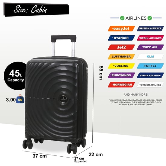 Maleta de cabina rígida expandible negra con 8 ruedas - Image 4