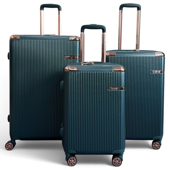 Maleta de cabina de viaje expandible de color verde oscuro con carcasa rígida y 8 ruedas - Image 1