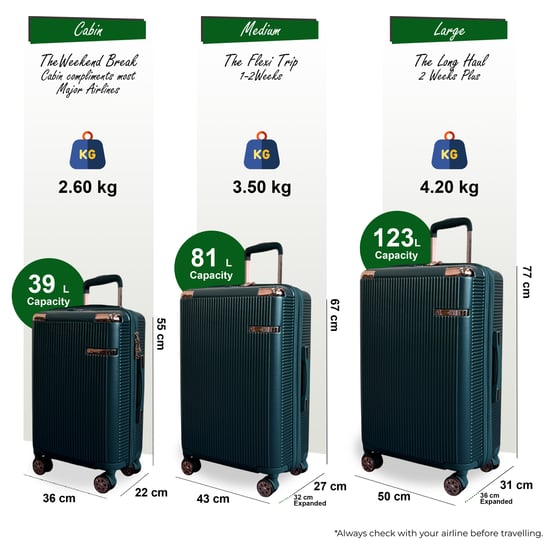 Maleta de cabina de viaje expandible de color verde oscuro con carcasa rígida y 8 ruedas - Image 2