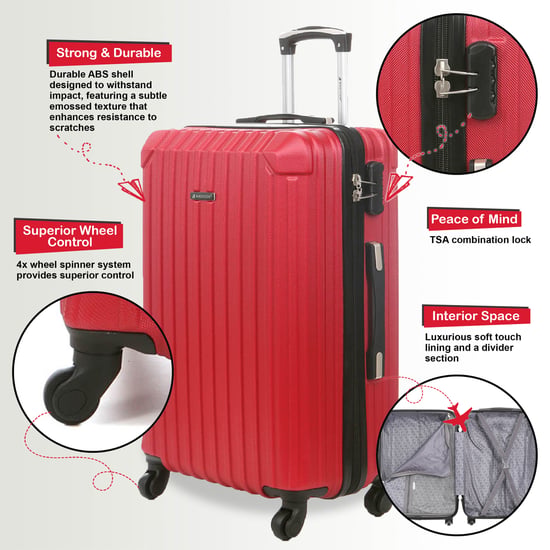 Maleta de cabina rígida de ABS roja con 8 ruedas para viaje - Image 3