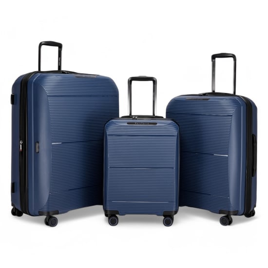 Maleta rígida expandible de polipropileno azul marino con 8 ruedas para viaje, vacaciones y cabina - Image 1