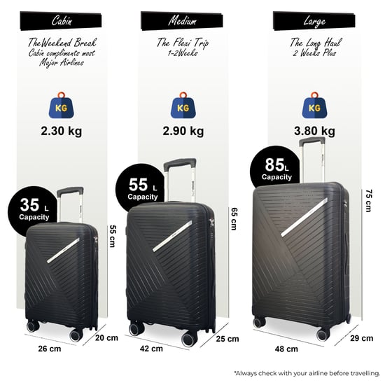 Maleta rígida robusta negra de 8 ruedas para viajes y vacaciones - Image 2