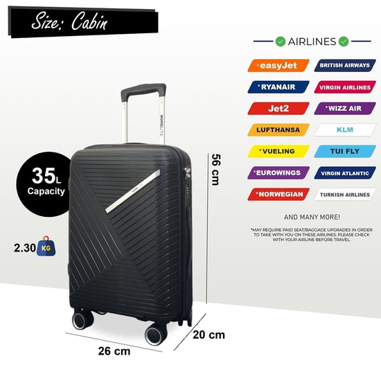 Maleta rígida robusta negra de 8 ruedas para viajes y vacaciones - Image 4