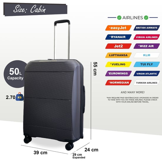 Maleta rígida expandible de polipropileno gris con 8 ruedas para viaje, vacaciones y cabina - Image 5
