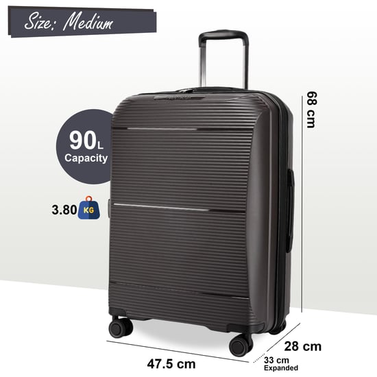 Maleta rígida expandible de polipropileno gris con 8 ruedas para viaje, vacaciones y cabina - Image 6