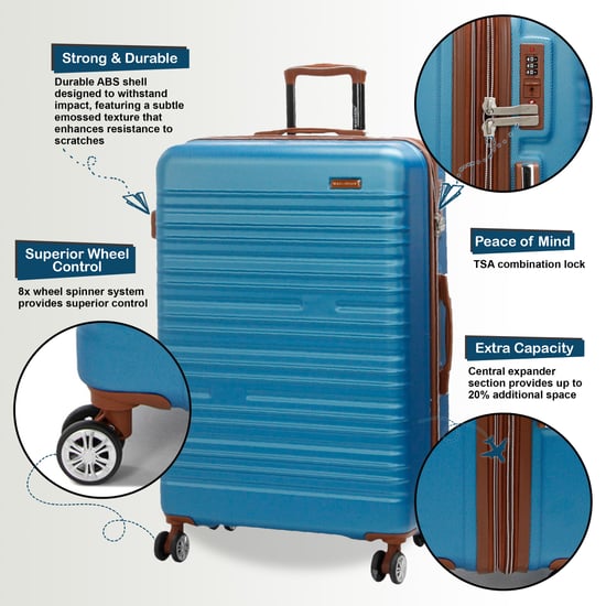 Maleta rígida expandible de ABS azul con 8 ruedas, resistente, para viajes y vacaciones - Image 3