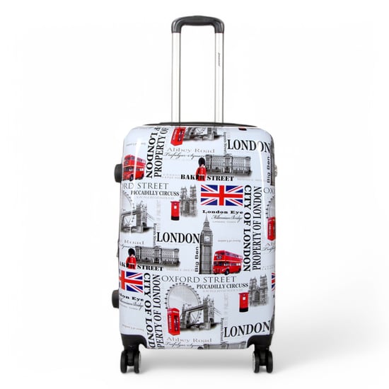 Maleta de cabina expandible rígida con estampado de Londres blanco y 8 ruedas - Image 6
