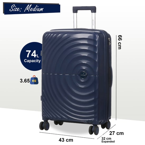 Maleta de cabina rígida expandible azul marino con 8 ruedas - Image 6