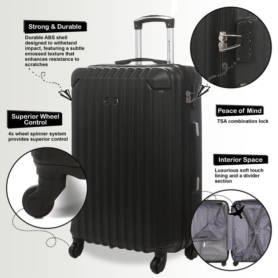 Maleta de cabina rígida de ABS negra con 8 ruedas para viaje - Image 3