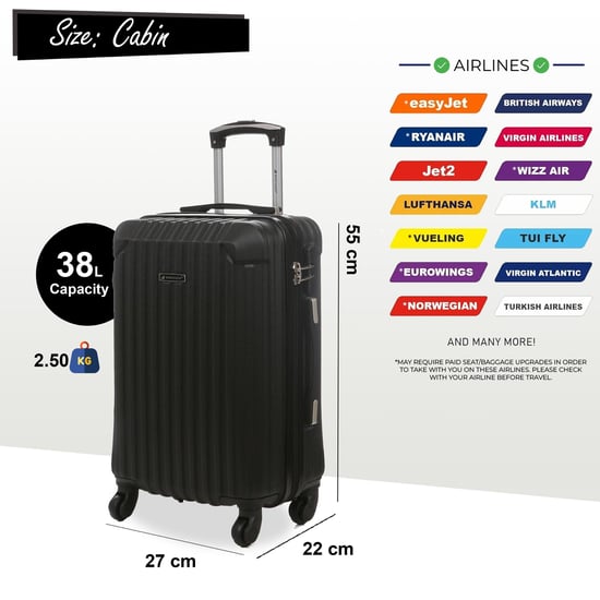 Maleta de cabina rígida de ABS negra con 8 ruedas para viaje - Image 4