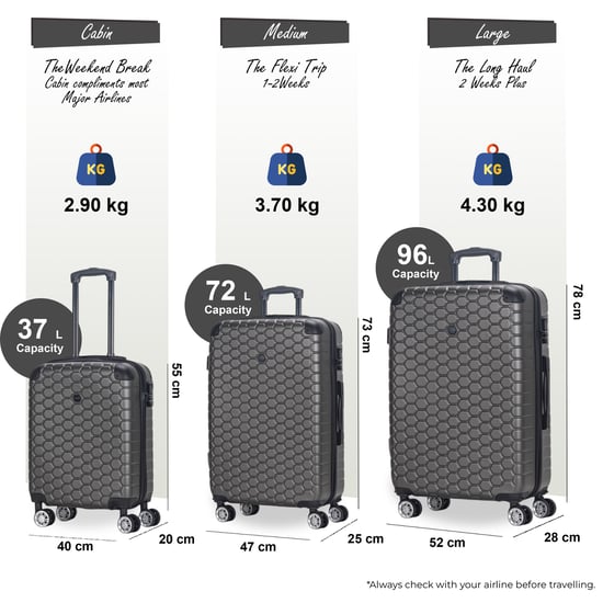 Maleta rígida expandible de ABS con 8 ruedas, color negro carbón, para viaje, vacaciones - Image 2