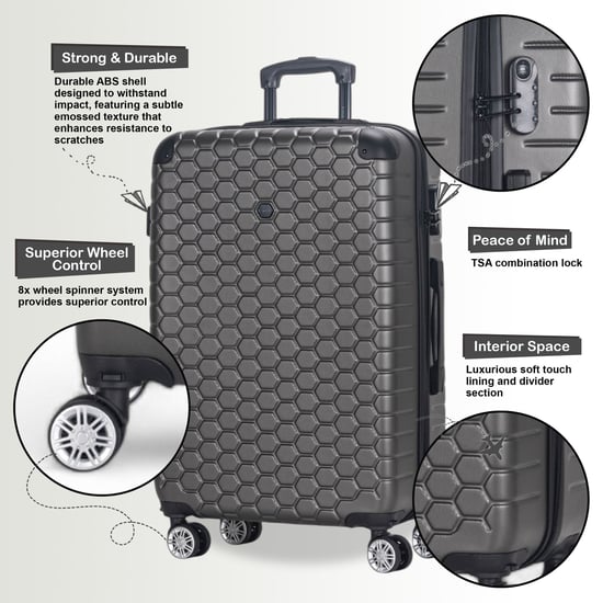 Maleta rígida expandible de ABS con 8 ruedas, color negro carbón, para viaje, vacaciones - Image 3