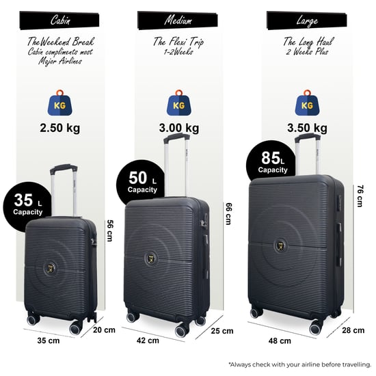 Maleta de viaje robusta de ABS con carcasa rígida y 8 ruedas, color negro - Image 2