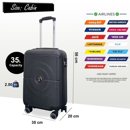 Maleta de viaje robusta de ABS con carcasa rígida y 8 ruedas, color negro - Image 4