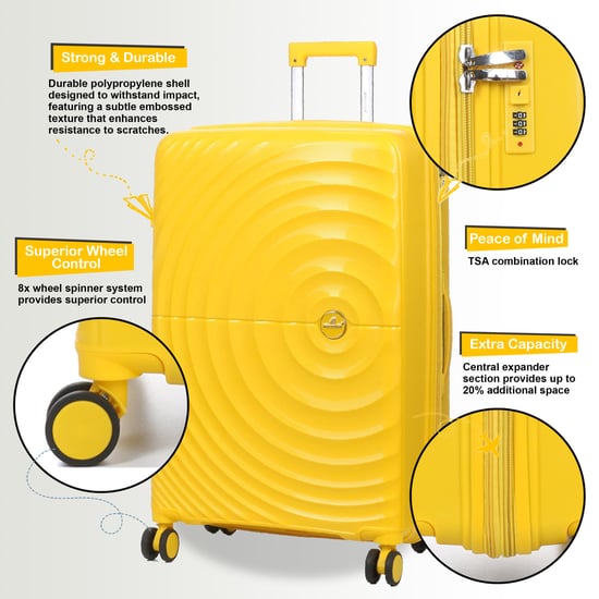 Maleta de cabina rígida expandible amarilla con 8 ruedas - Image 3