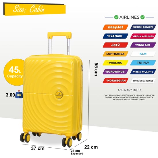 Maleta de cabina rígida expandible amarilla con 8 ruedas - Image 4