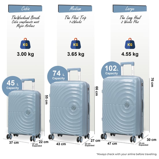 Maleta de cabina rígida expandible azul cielo con 8 ruedas - Image 2