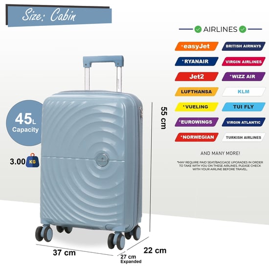 Maleta de cabina rígida expandible azul cielo con 8 ruedas - Image 4