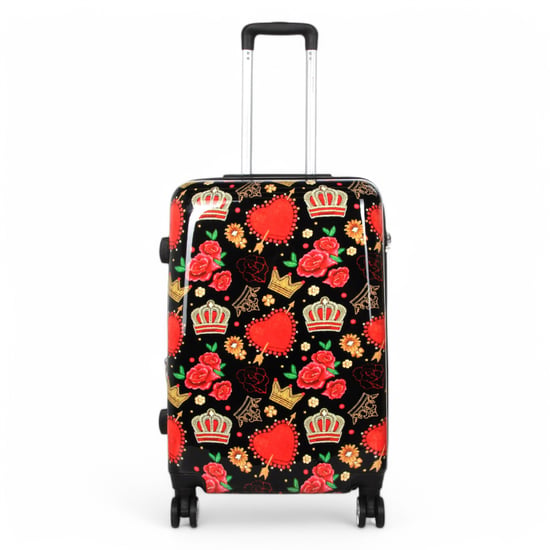Maleta rígida expandible con estampado de rosas negras y 8 ruedas - Image 6