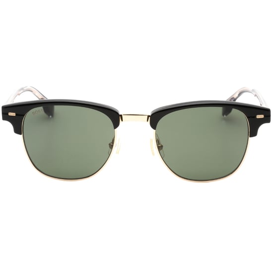 Hugo Boss gafas de sol doradas con lentes verdes y detalle negro - Image 1