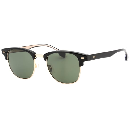Hugo Boss gafas de sol doradas con lentes verdes y detalle negro - Image 2