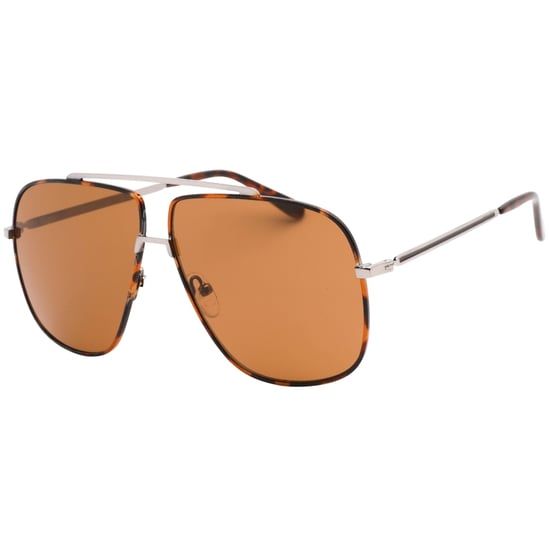 Guess Gafas de sol plateadas de rutenio claro brillante con lentes marrones - Image 2