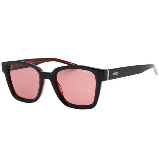 Hugo Boss Gafas de sol negras con detalle rojo y lentes color borgoña - Image 2