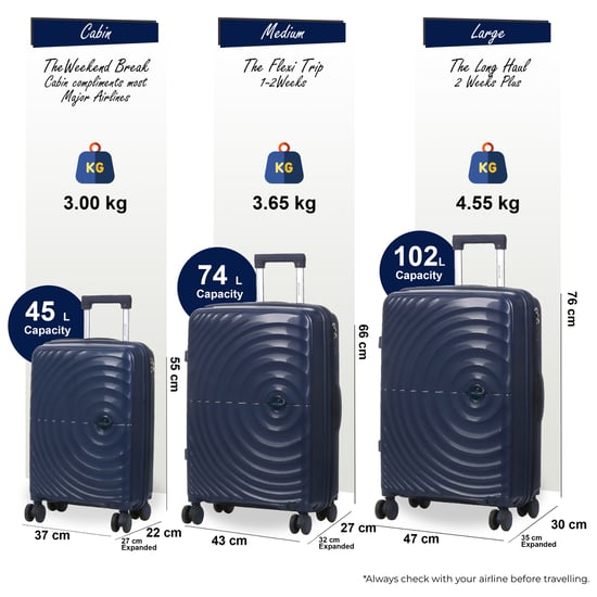 Maleta de cabina expandible azul marino con carcasa rígida y 8 ruedas - Image 2